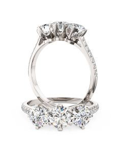 A stunning three stone diamond ring with shoulder stones in 18ct white gold