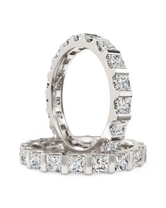 A stunning princess cut full set diamond eternity/wedding ring in 18ct white gold