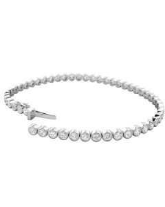 A stunning round brilliant cut diamond bracelet in a rub-over setting in 18ct white gold