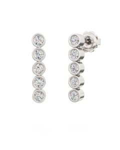 A stunning pair of diamond five stone drop earrings in 18ct white gold