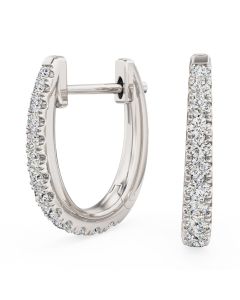 A beautiful pair of brilliant cut diamond huggie earrings in 18ct white gold (In stock)