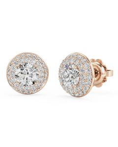 A beautiful pair of three tier halo diamond earrings in 18ct rose gold