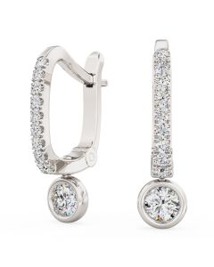 A stunning pair of diamond hoop/drop earrings in 18ct white gold (In stock)