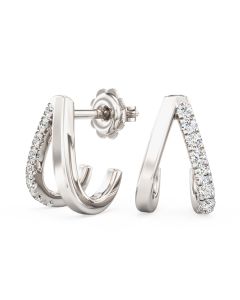 An eye catching pair of round brilliant cut diamond hoop earrings in 18ct white gold (In stock)