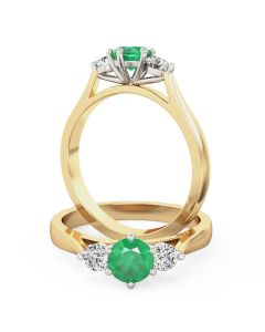 A beautiful emerald & diamond three stone ring in 18ct yellow & white gold (In stock)