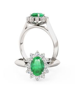 A beautiful emerald & diamond cluster in 18ct white gold