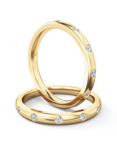 A beautiful diamond full set courted ladies wedding ring in 18ct yellow gold (In stock)