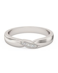 A 'twist' style diamond wedding ring in 18ct white gold