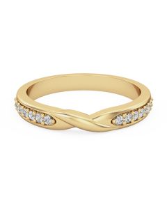 A 'twist' style diamond-set shaped wedding/eternity ring in 18ct yellow gold (In stock)