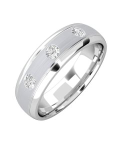 A classic round brilliant cut diamond set mens ring in 18ct white gold