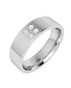 A striking round brilliant cut diamond set mens ring in 18ct white gold