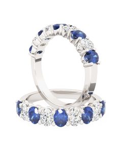 A beautiful nine stone oval cut sapphire and diamond eternity ring in 18ct white gold