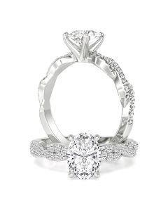 A stunning oval cut diamond ring with shoulder stones in 18ct white gold