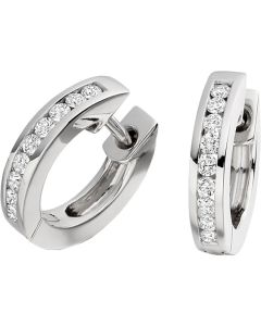 An elegant pair of Round Brilliant Cut diamond hoop earrings in 18ct white gold