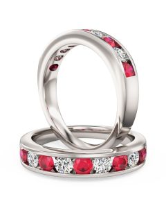 A timeless nine stone ruby & diamond eternity ring in 18ct white gold