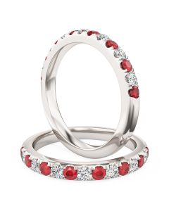 A beautiful fifteen stone ruby & diamond eternity ring in 18ct white gold