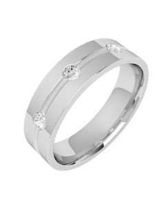 An eye catching round brilliant cut diamond set mens ring in 18ct white gold
