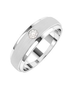 A classic round brilliant cut diamond set mens ring in platinum