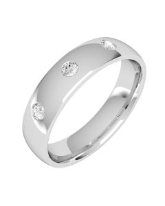A classic court round brilliant cut diamond mens ring in 18ct white gold