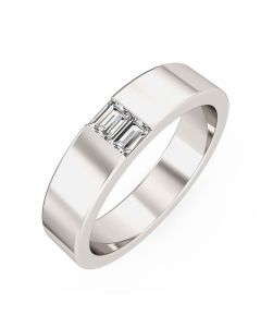A stylish baguette cut diamond set mens ring in 18ct white gold
