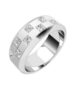 A stunning chequerboard design diamond set mens ring in 18ct white gold